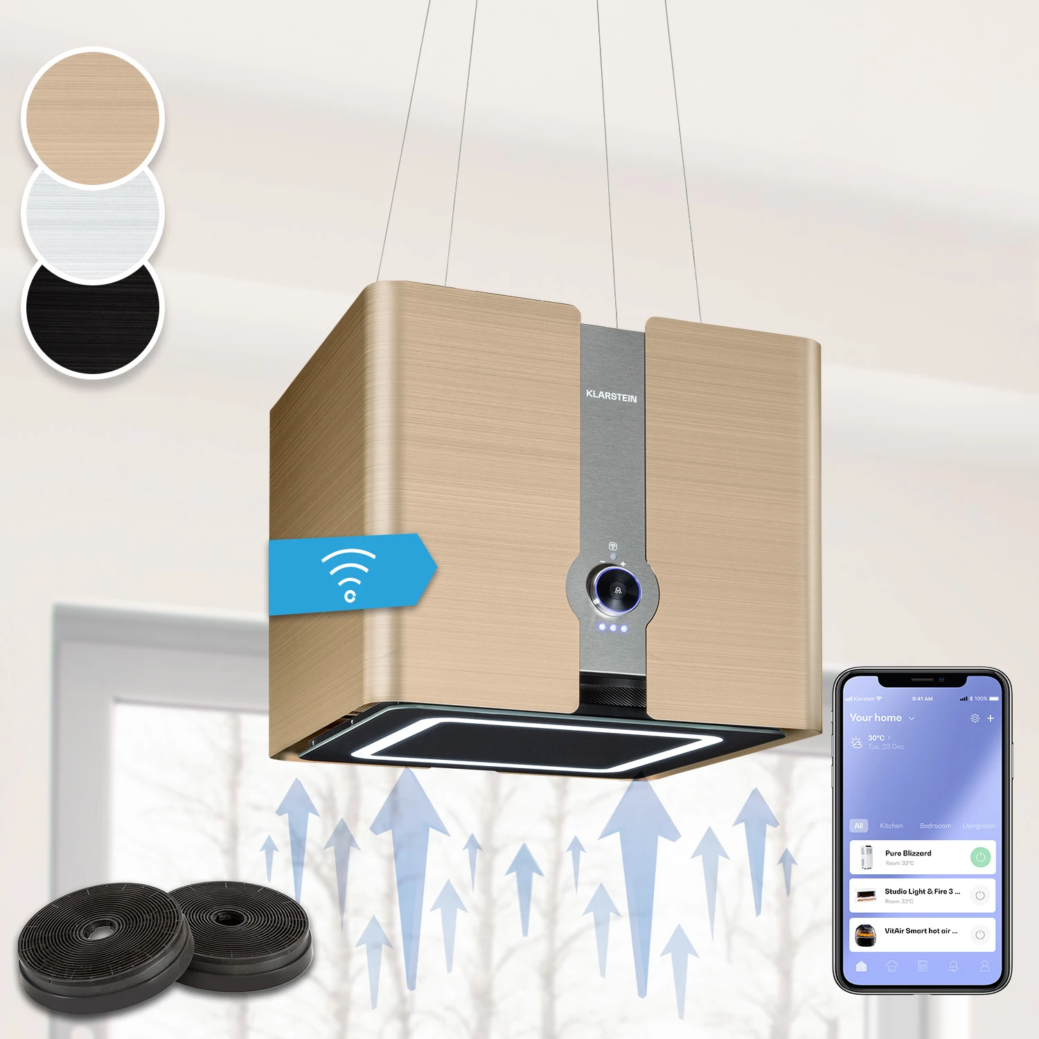 هود جزیره‌ ای هوشمند کلارشتاین آلمان klarstein Futurelight Smart Inselhaube – فیلتر زغالی و اتصال Wi-Fi
